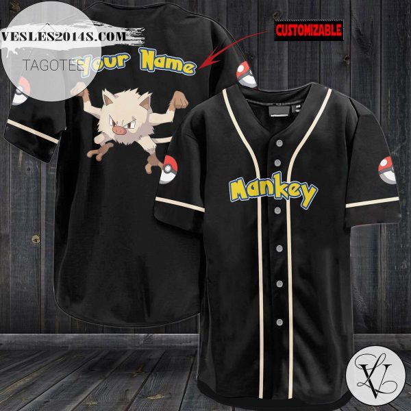 Personalized Mankey Baseball Jersey – Black