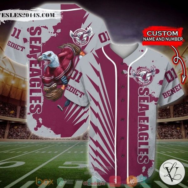Personalized Manly Warringah Sea Eagles NRL Baseball Jersey Shirt
