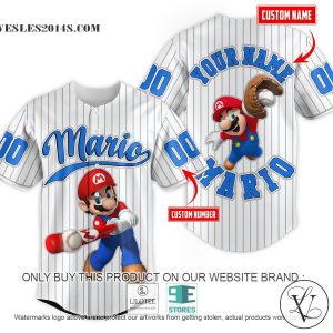 Personalized Mario striped Baseball Jersey