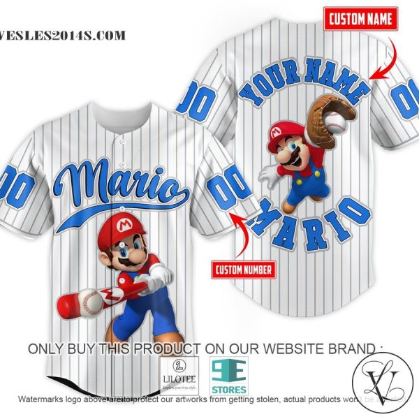 Personalized Mario striped Baseball Jersey