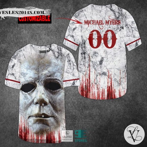 Personalized Michael Myers 3d face Blood Horror Movie Baseball Jersey