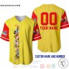 Personalized Mickey Minnie & Friends All Over Print Yellow Baseball jersey