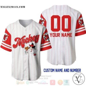 Personalized Mickey Mouse All Over Print Pinstripe White Baseball jersey