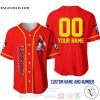 Personalized Mickey Mouse Playing Baseball All Over Print Red Baseball jersey