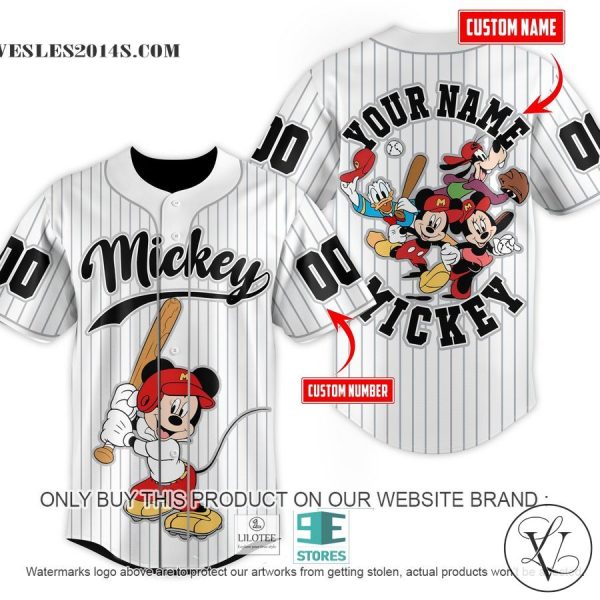 Personalized Mickey Mouse and Friends playing baseball Baseball Jersey