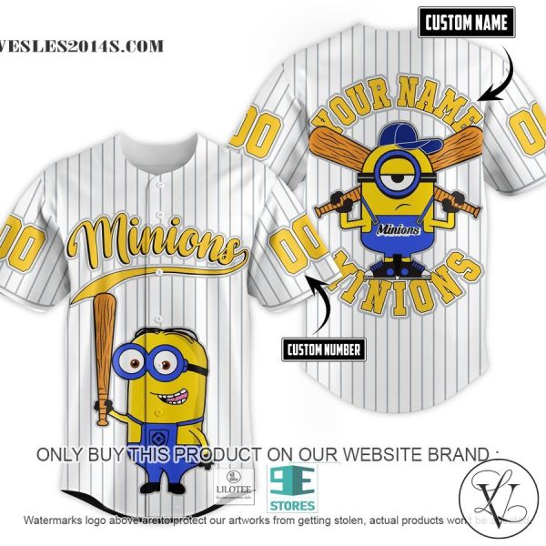 Personalized Minion White Baseball Jersey