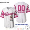 Personalized Minnie Mouse All Over Print Pinstripe White Baseball jersey