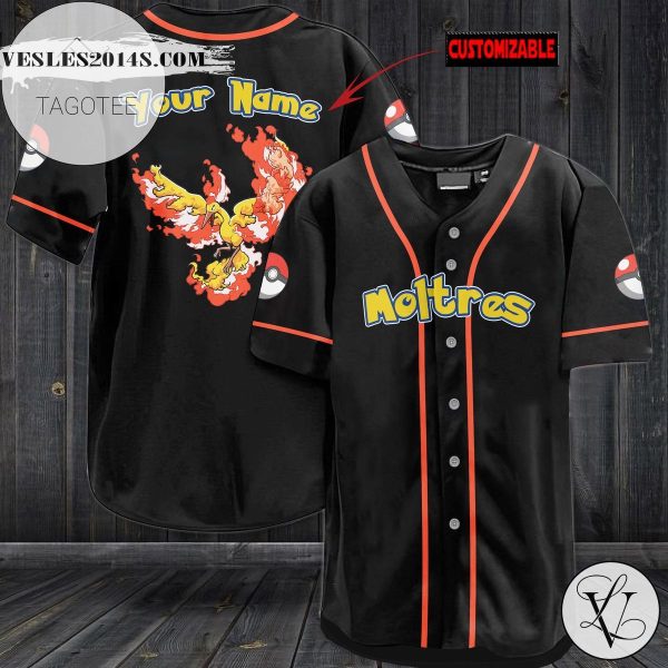 Personalized Moltres Baseball Jersey – Black