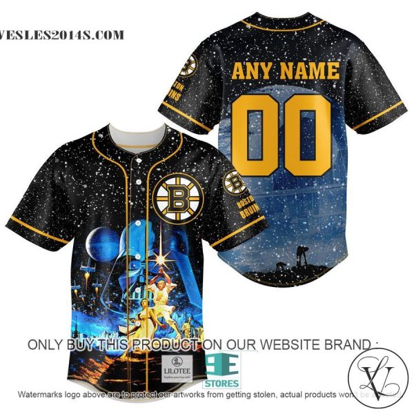 Personalized NHL Boston Bruins With Star War Concepts Baseball Jersey