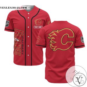 Personalized NHL Calgary Flames Red Baseball Customized Jersey