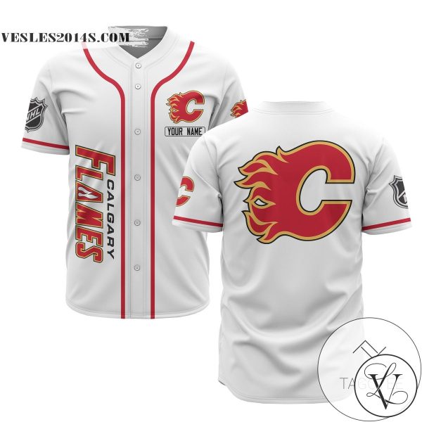 Personalized NHL Calgary Flames White Baseball Customized Jersey