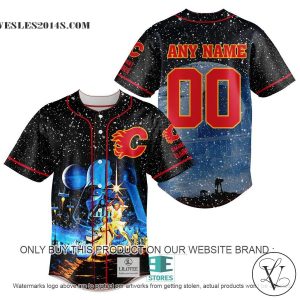 Personalized NHL Calgary Flames With Star War Concepts Baseball Jersey