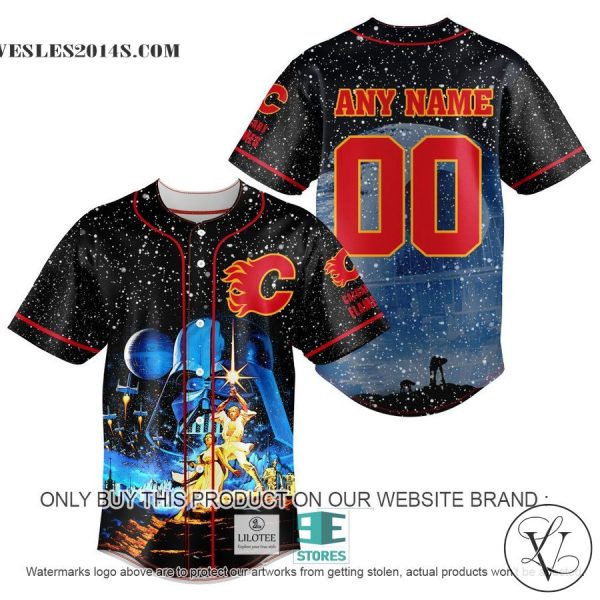Personalized NHL Calgary Flames With Star War Concepts Baseball Jersey