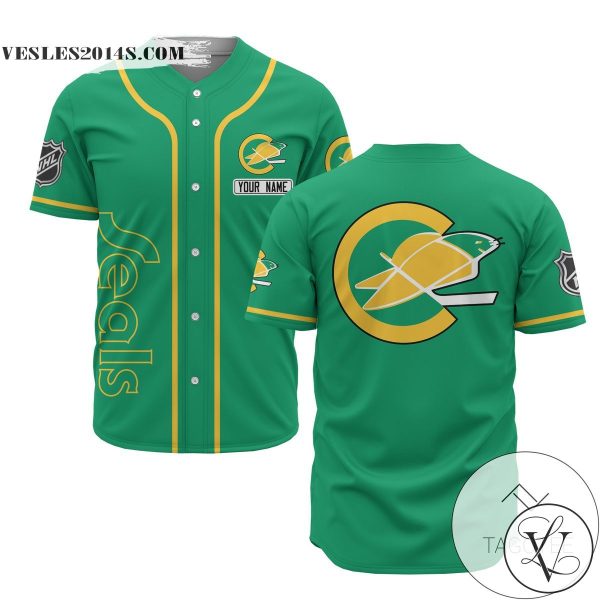 Personalized NHL California Golden Seals Green Baseball Customized Jersey