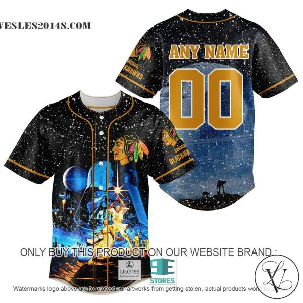 Personalized NHL Chicago BlackHawks With Star War Concepts Baseball Jersey