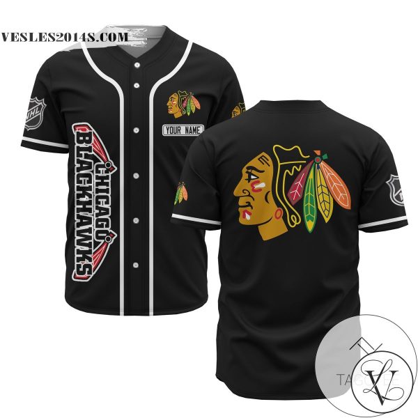Personalized NHL Chicago Blackhawks Baseball Black Customized Jersey