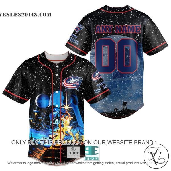 Personalized NHL Columbus Blue Jackets With Star War Concepts Baseball Jersey