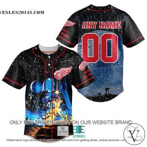 Personalized NHL Detroit Red Wings With Star War Concepts Baseball Jersey