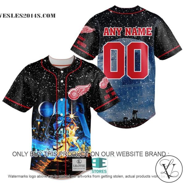 Personalized NHL Detroit Red Wings With Star War Concepts Baseball Jersey