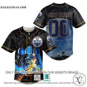 Personalized NHL Edmonton Oilers With Star War Concepts Baseball Jersey