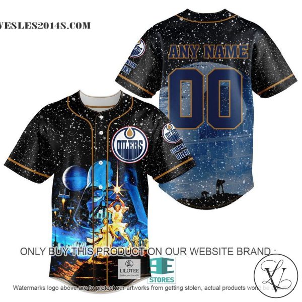 Personalized NHL Edmonton Oilers With Star War Concepts Baseball Jersey
