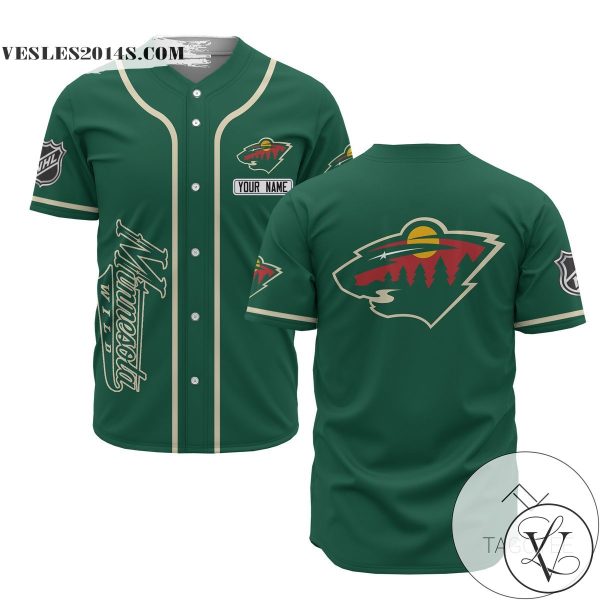 Personalized NHL Minnesota Wild Baseball Green Customized Jersey