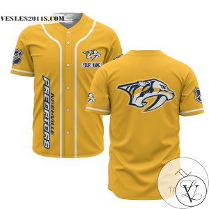 Personalized NHL Nashville Predators Baseball Yellow Customized Jersey