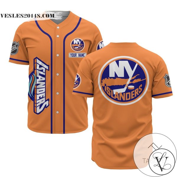 Personalized NHL New York Islanders Baseball Orange Customized Jersey