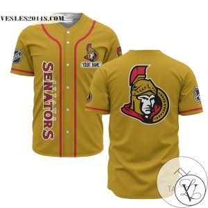 Personalized NHL Ottawa Senators Baseball Yellow Customized Jersey