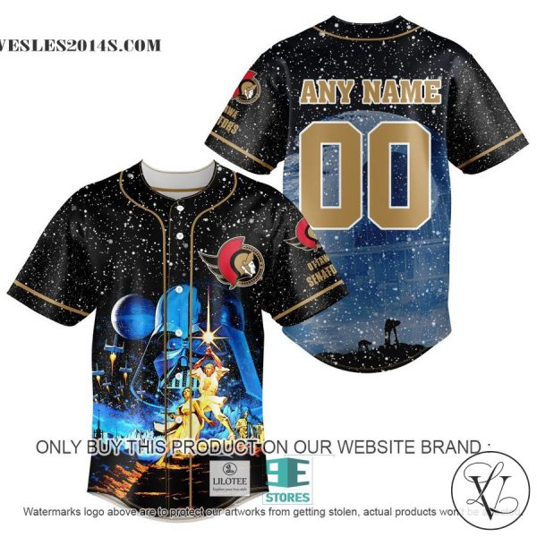 Personalized NHL Ottawa Senators With Star War Concepts Baseball Jersey