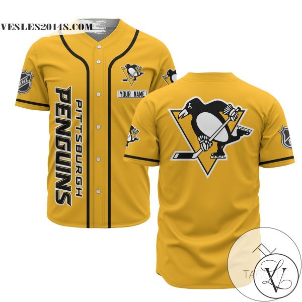 Personalized NHL Pittsburgh Penguins Yellow Baseball Customized Jersey