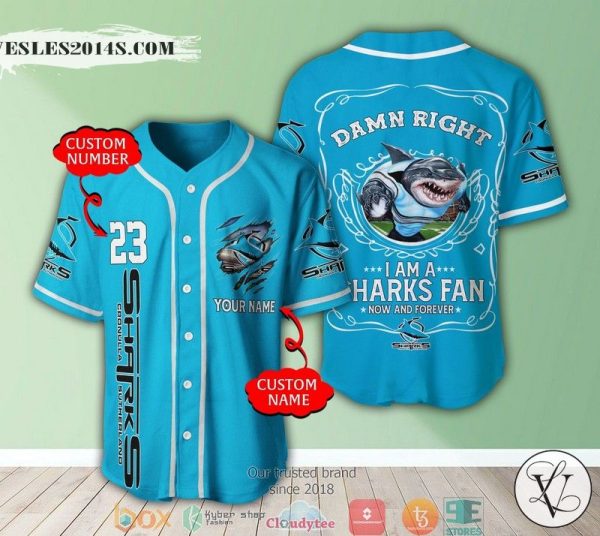 Personalized NRL Cronulla-Sutherland Sharks I Am A Sharks Fan Baseball Jersey