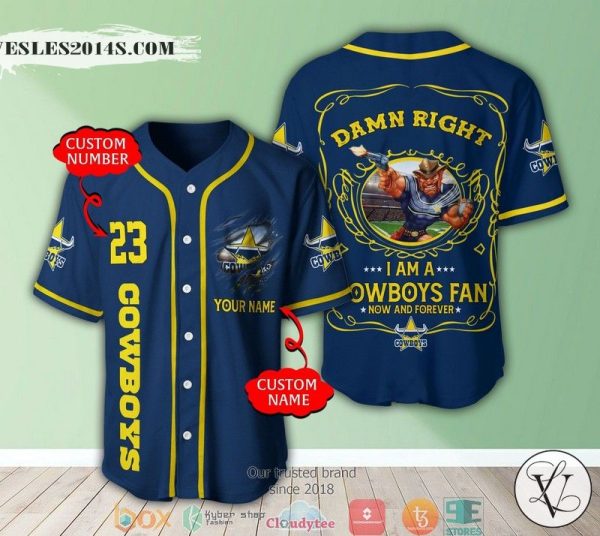 Personalized NRL North Queensland Cowboys I Am A Cowboys Fan Baseball Jersey