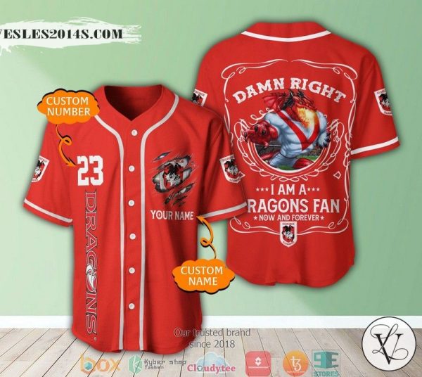 Personalized NRL St. George Illawarra Dragons I Am A Dragons Fan Baseball Jersey