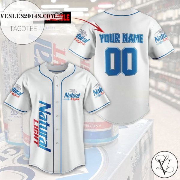 Personalized Natural Light Beer Baseball Jersey – White