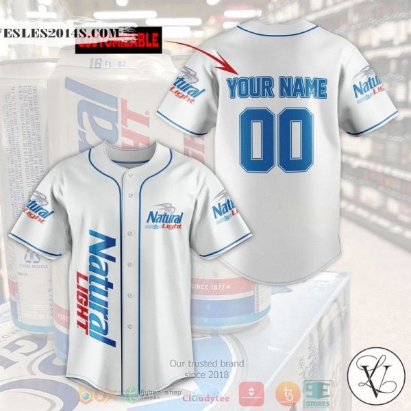 Personalized Natural Light custom white Baseball Jersey