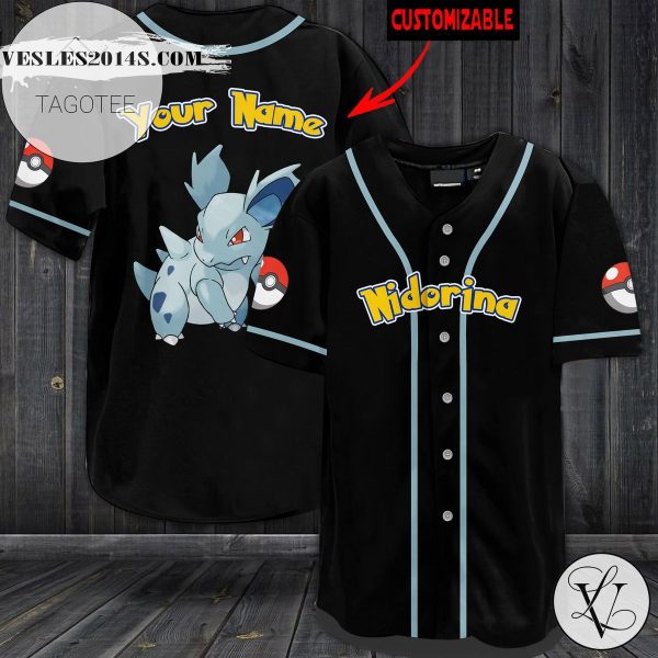 Personalized Nidorina Baseball Jersey – Black
