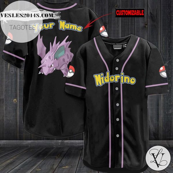 Personalized Nidorino Baseball Jersey – Black