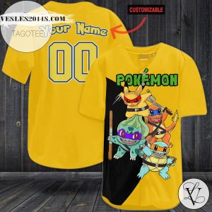 Personalized Ninja Pokemon Baseball Jersey – Yellow