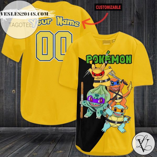 Personalized Ninja Pokemon Baseball Jersey – Yellow