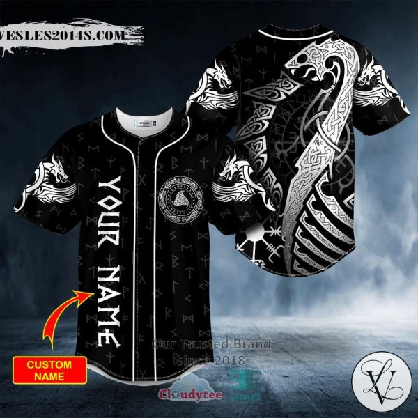 Personalized Norse Dragon Viking White Tattoo Custom Baseball Jersey