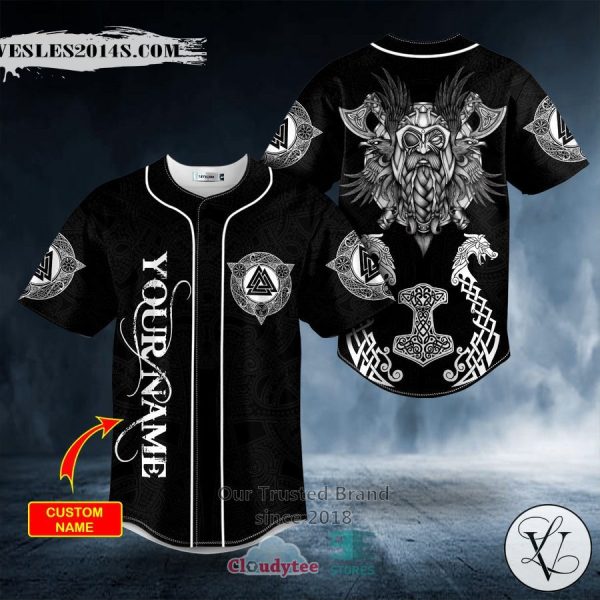 Personalized Odin King Viking White Tattoo Custom Baseball Jersey