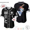 Personalized Olaf Frozen Playing Baseball All Over Print Black Baseball jersey