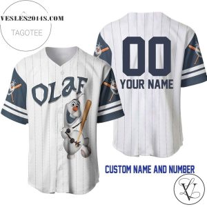 Personalized Olaf Snowman Frozen All Over Print Pinstripe Baseball Jersey – White