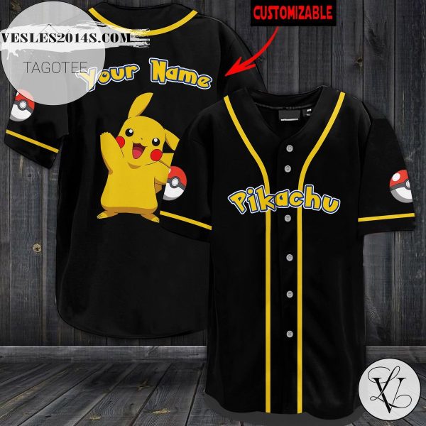 Personalized Pikachu Baseball Jersey – Black