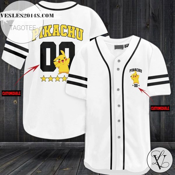 Personalized Pikachu Baseball Jersey – White