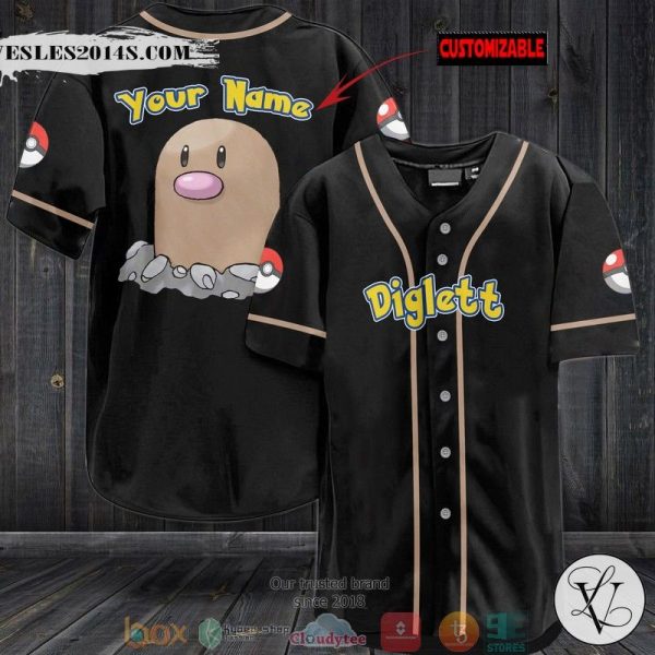 Personalized Pokemon Diglett Baseball Jersey