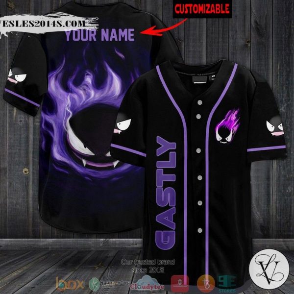 Personalized Pokemon Gastly Baseball Jersey