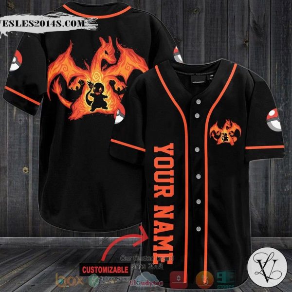 Personalized Pokemon Hitokage Baseball jersey