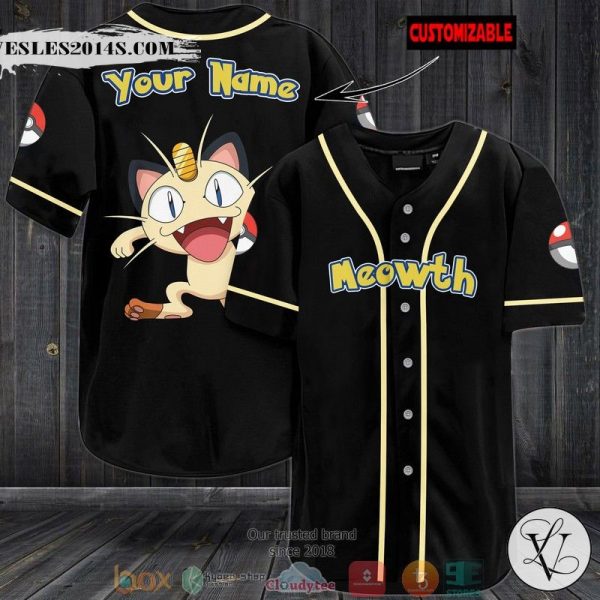 Personalized Pokemon Meowth Baseball Jersey